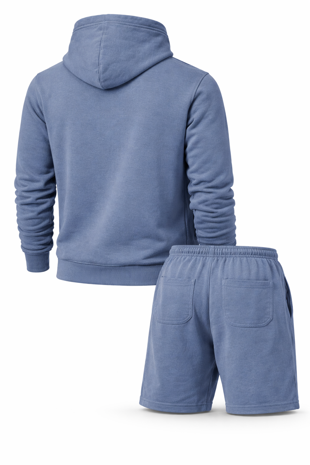 Christ Minded blue hoodie and matching shorts set with white logo print, displayed as a coordinated faith-based outfit.