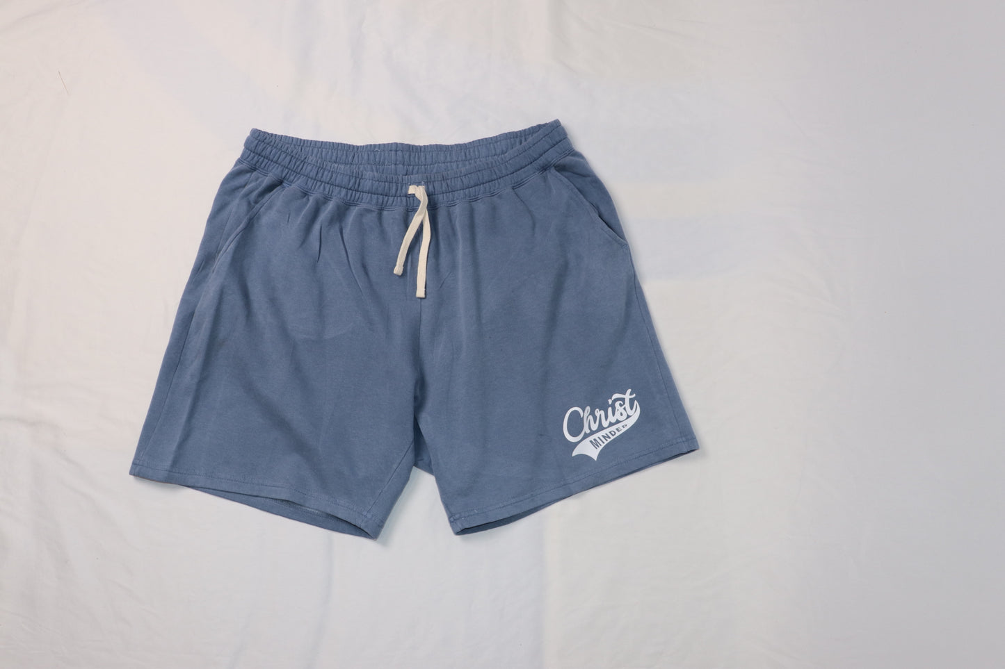 Dusty Blue Christ Minded Shorts